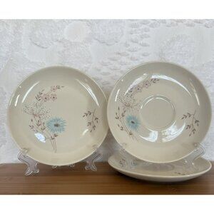 Taylor Smith & Taylor Co. Taylorton Echo Dell Bread Plate & 2 Saucers Vtg 1959